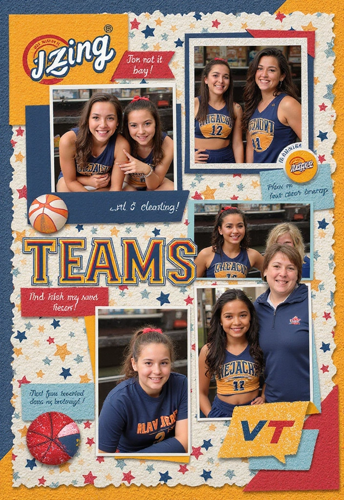 25+ Cheer Scrapbook Ideas Full of Spirit and Energy - 1. Team Spirit Pages