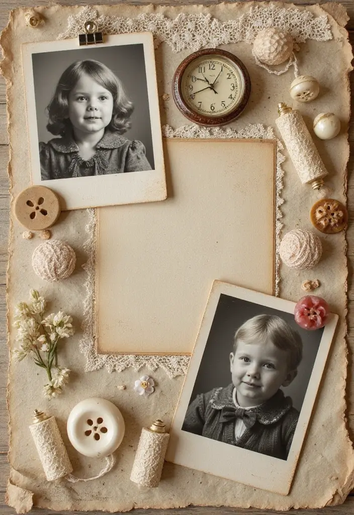 25+ Childhood Scrapbook Ideas That Bring Back Sweet Memories - 1. Vintage Photo Collage