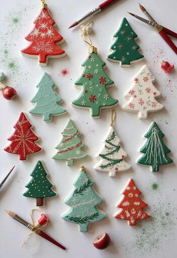 25+ Christmas Pottery Painting Ideas for Festive Fun - 1. Festive Tree Ornaments