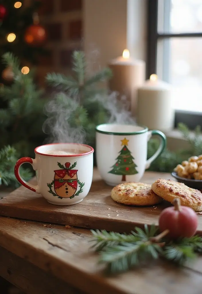 25+ Christmas Pottery Painting Ideas for Festive Fun - 2. Holiday-Themed Mugs