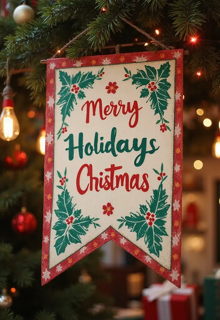 25+ Christmas Pottery Painting Ideas for Festive Fun - 22. Festive Holiday Banners