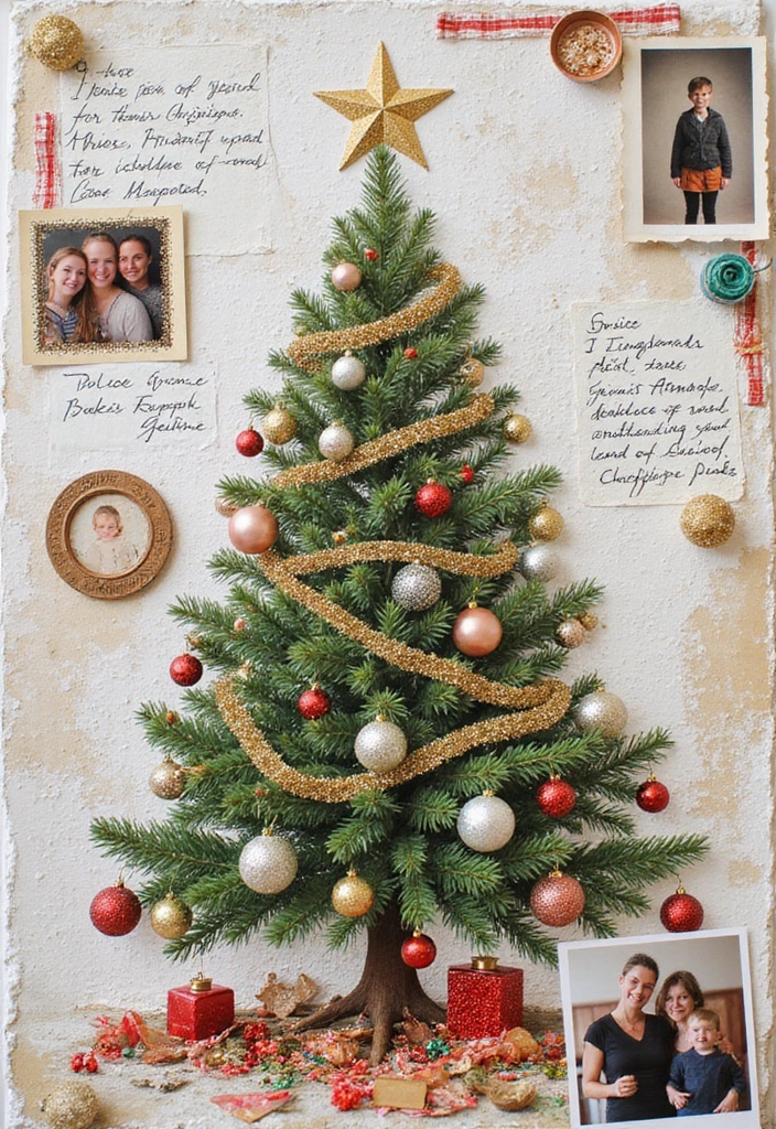 25+ Christmas Scrapbook Ideas to Treasure Holiday Memories - 1. Classic Christmas Tree Layout