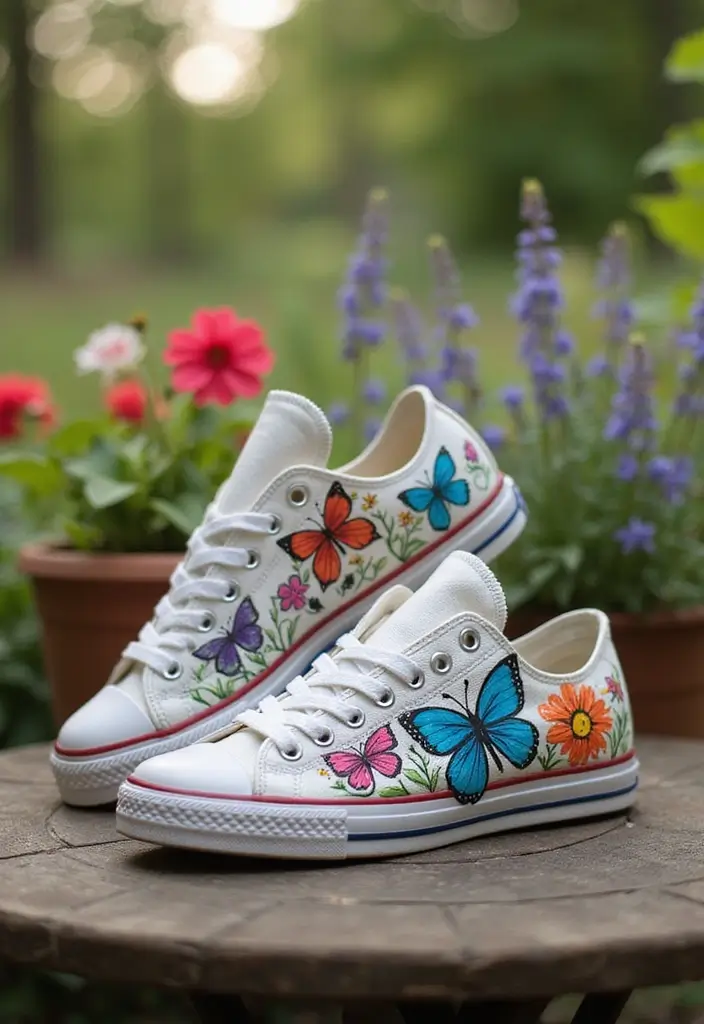 25+ Converse Shoe Painting Ideas That Pop - 1. Whimsical Flower Garden