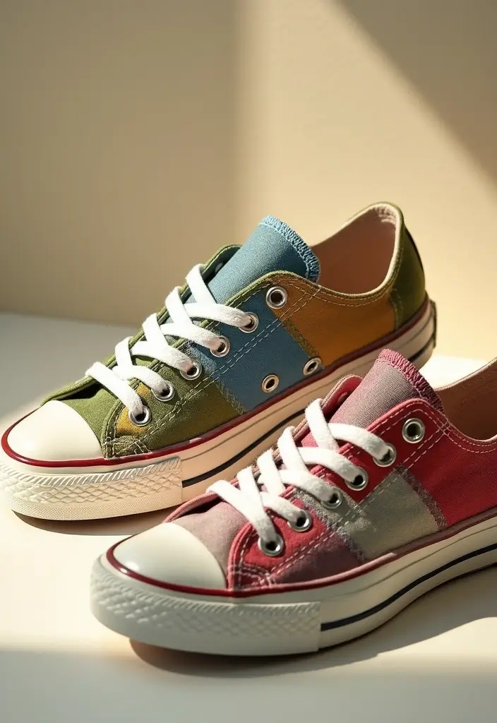 25+ Converse Shoe Painting Ideas That Pop - 10. Vintage Patchwork