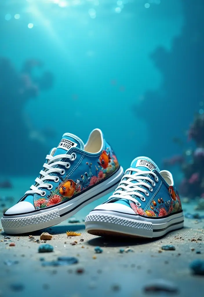 25+ Converse Shoe Painting Ideas That Pop - 12. Under the Sea