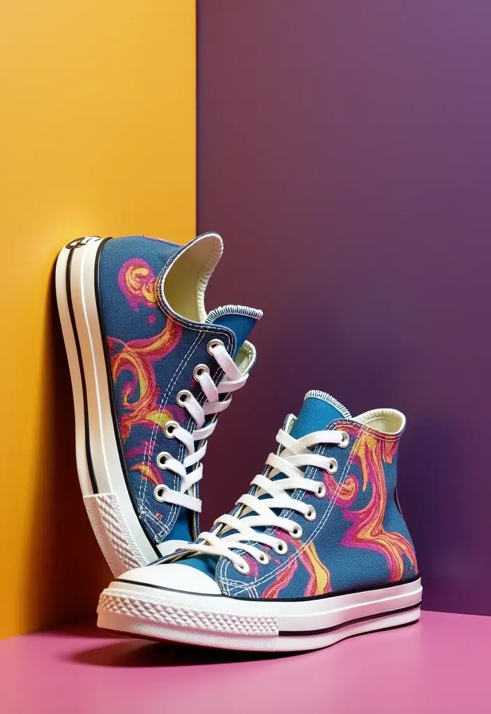 25+ Converse Shoe Painting Ideas That Pop - 13. Abstract Swirls
