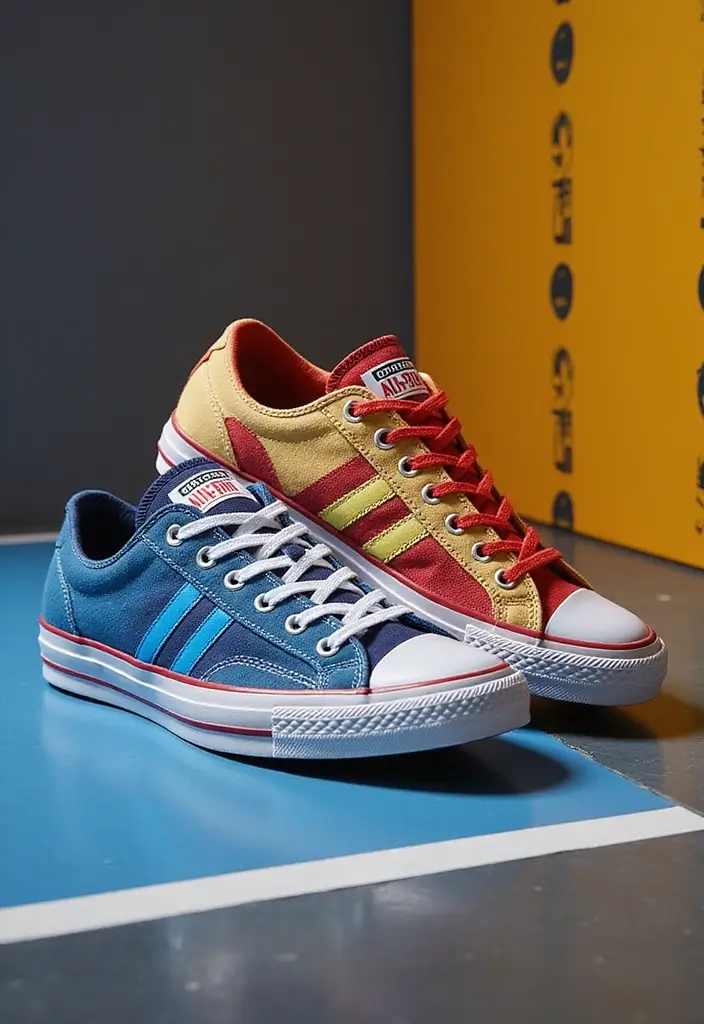 25+ Converse Shoe Painting Ideas That Pop - 14. Sporty Stripes