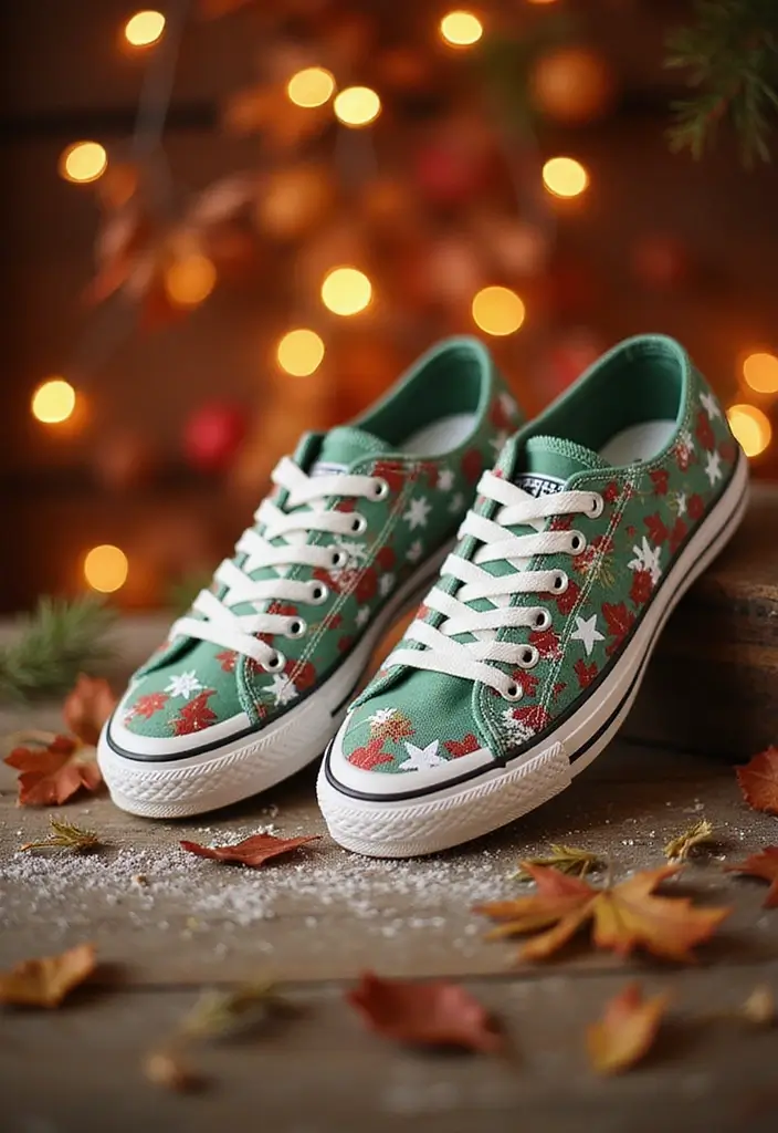 25+ Converse Shoe Painting Ideas That Pop - 18. Holiday Cheer