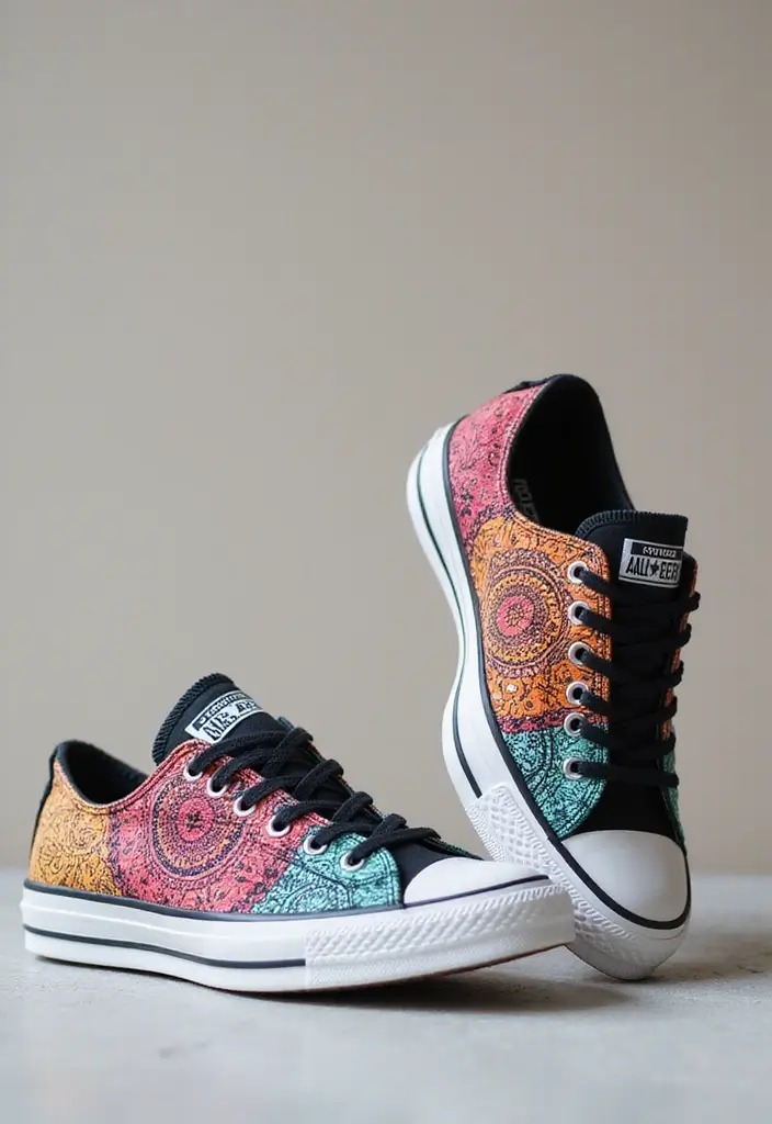 25+ Converse Shoe Painting Ideas That Pop - 19. Uplifting Mandalas