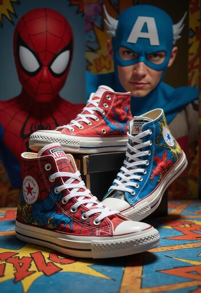 25+ Converse Shoe Painting Ideas That Pop - 2. Marvelous Marvels