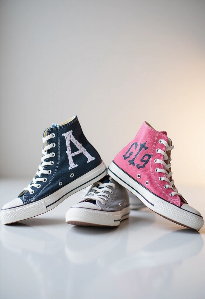 25+ Converse Shoe Painting Ideas That Pop - 20. Personalized Initials or Names