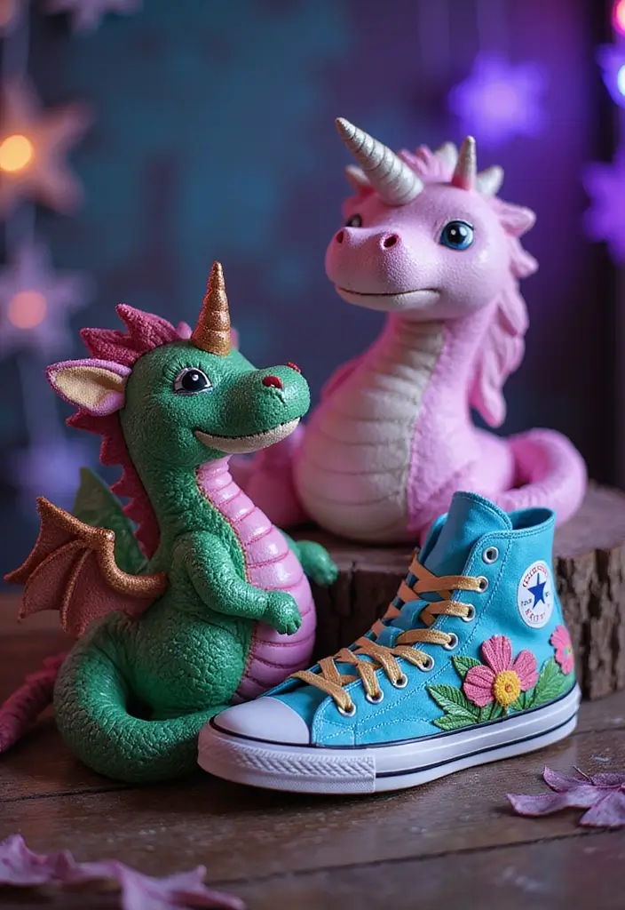 25+ Converse Shoe Painting Ideas That Pop - 21. Fantasy Creatures