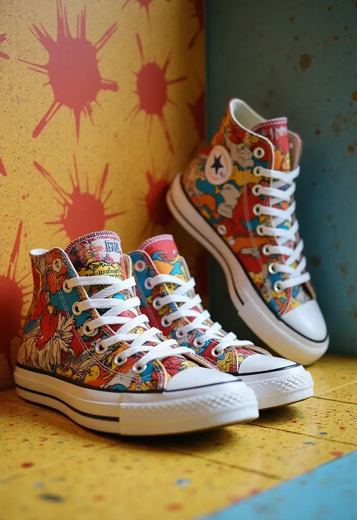 25+ Converse Shoe Painting Ideas That Pop - 23. Vintage Comic Art