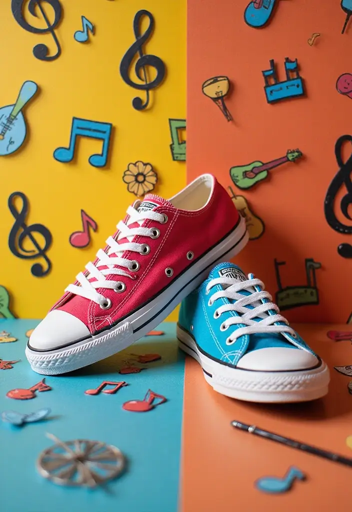 25+ Converse Shoe Painting Ideas That Pop - 24. Musical Notes