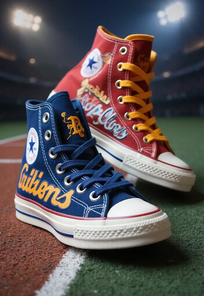 25+ Converse Shoe Painting Ideas That Pop - 25. Signature Sports Team