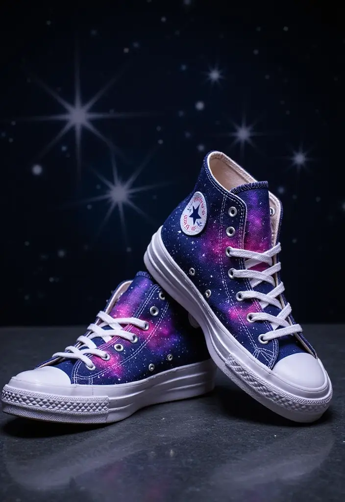25+ Converse Shoe Painting Ideas That Pop - 3. Galaxy Splash
