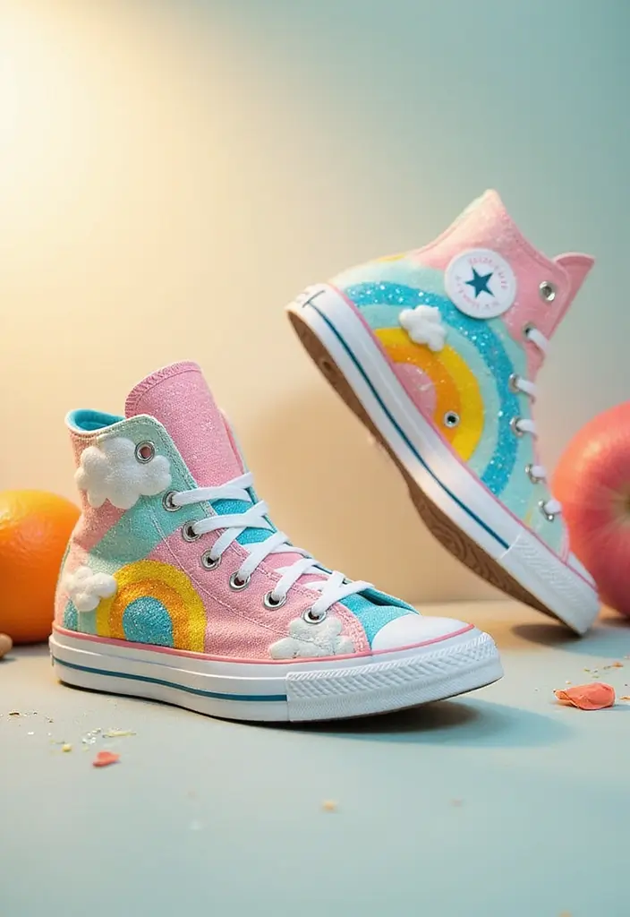 25+ Converse Shoe Painting Ideas That Pop - 4. Rainbow Dreams