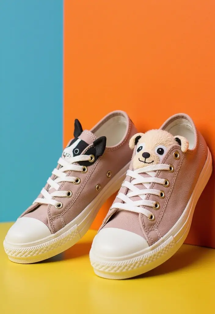 25+ Converse Shoe Painting Ideas That Pop - 5. Cute Animal Faces