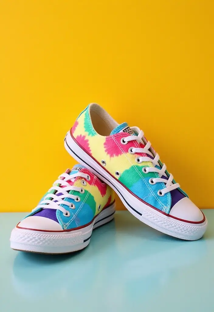 25+ Converse Shoe Painting Ideas That Pop - 7. Tie-Dye Delight