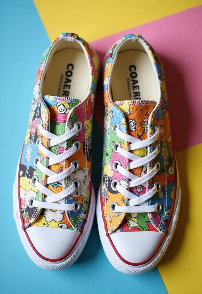 25+ Converse Shoe Painting Ideas That Pop - 8. Cartoon Character Mash-Up