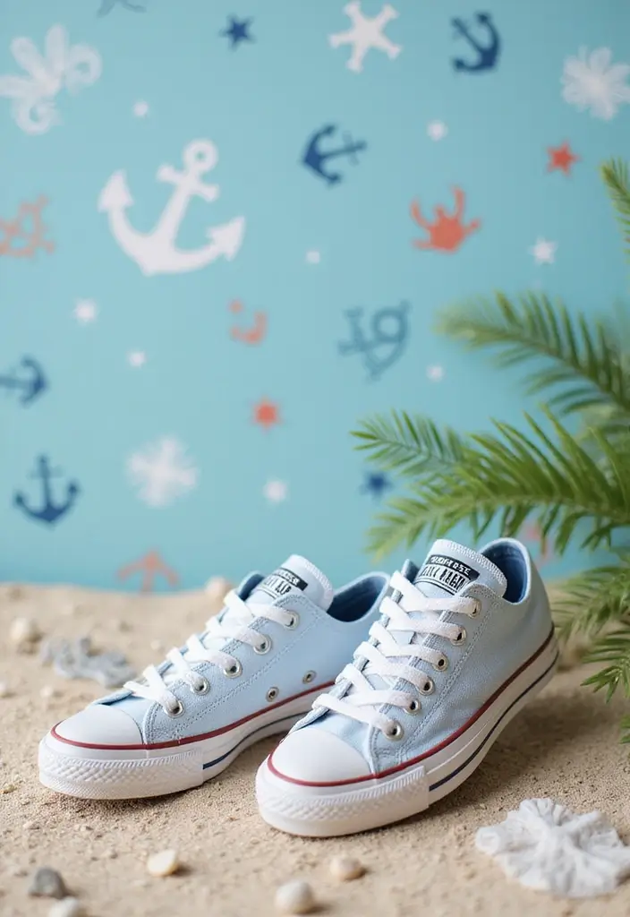 25+ Converse Shoe Painting Ideas That Pop - 9. Nautical Vibes