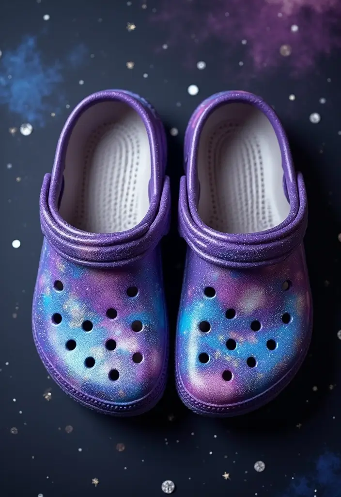 25+ Crocs Painting Ideas That’ll Make You Stand Out - 1. Galaxy Effect