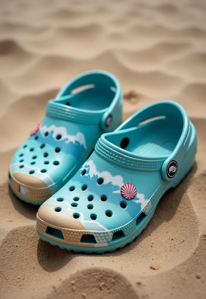 25+ Crocs Painting Ideas That’ll Make You Stand Out - 10. Beach Vibes