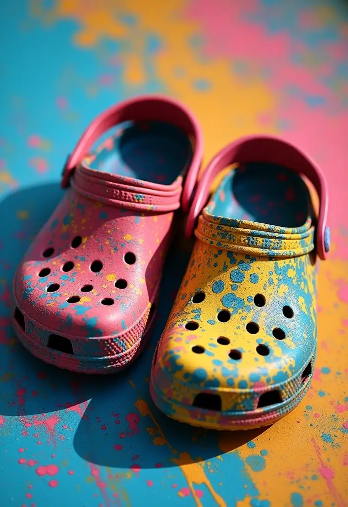 25+ Crocs Painting Ideas That’ll Make You Stand Out - 13. Splatter Paint