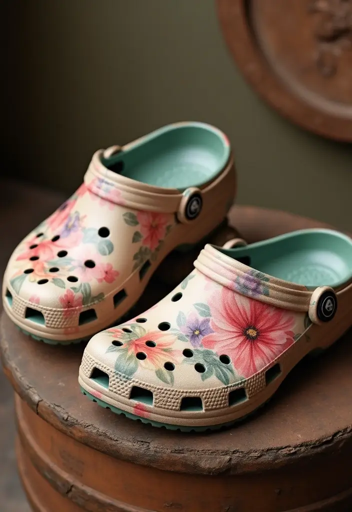 25+ Crocs Painting Ideas That’ll Make You Stand Out - 19. Vintage Floral Prints