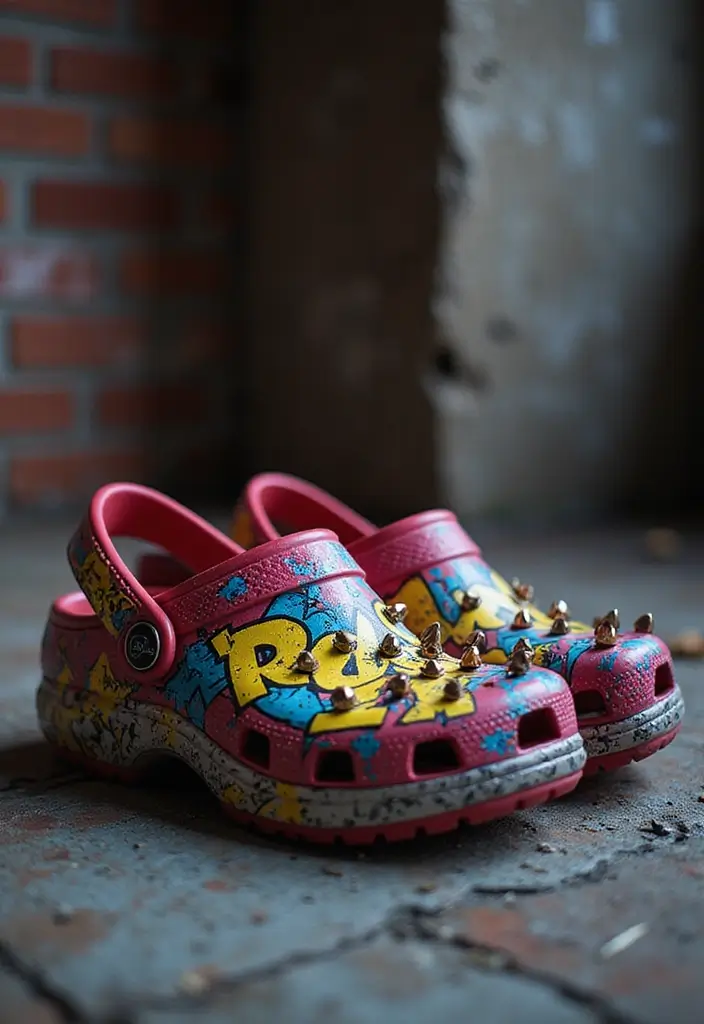 25+ Crocs Painting Ideas That’ll Make You Stand Out - 20. Punk Rock Inspiration