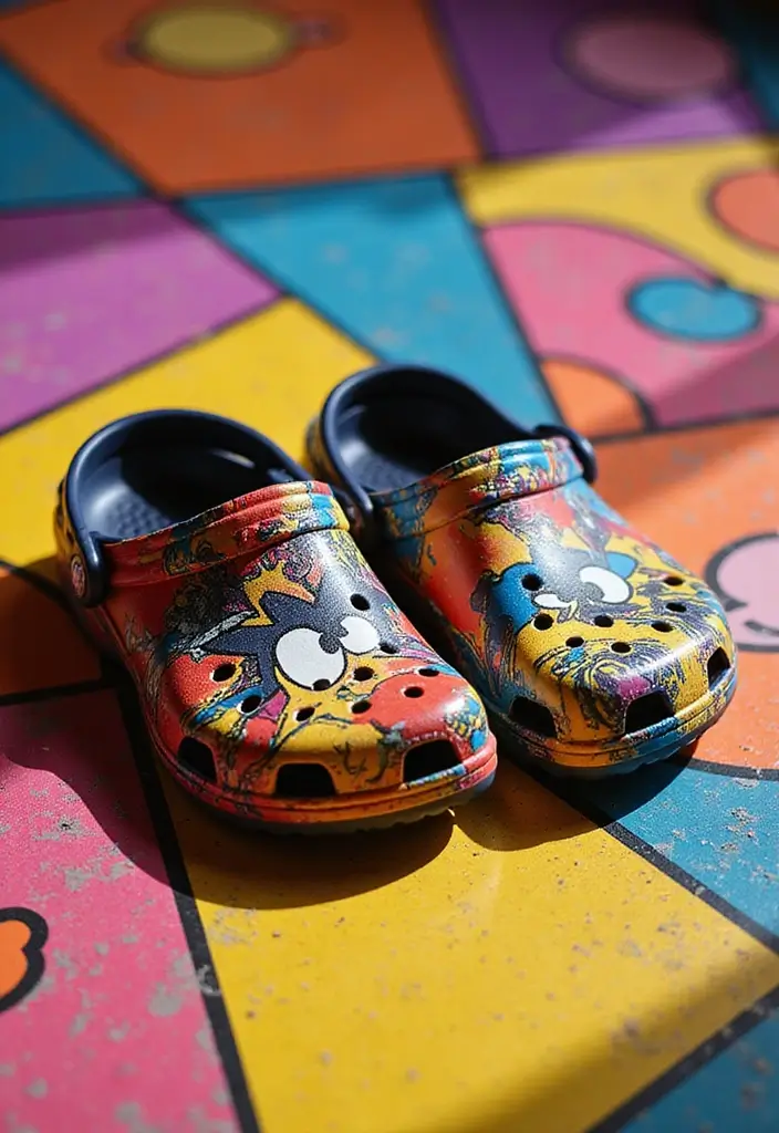 25+ Crocs Painting Ideas That’ll Make You Stand Out - 24. Pop Art Style