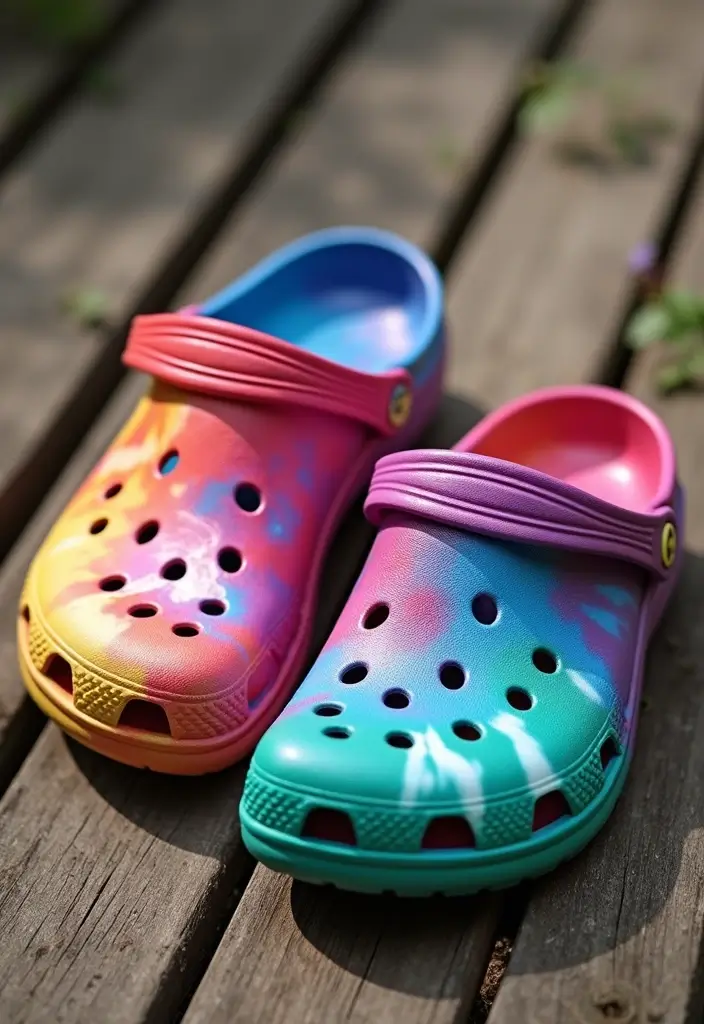 25+ Crocs Painting Ideas That’ll Make You Stand Out - 4. Tie-Dye Fun