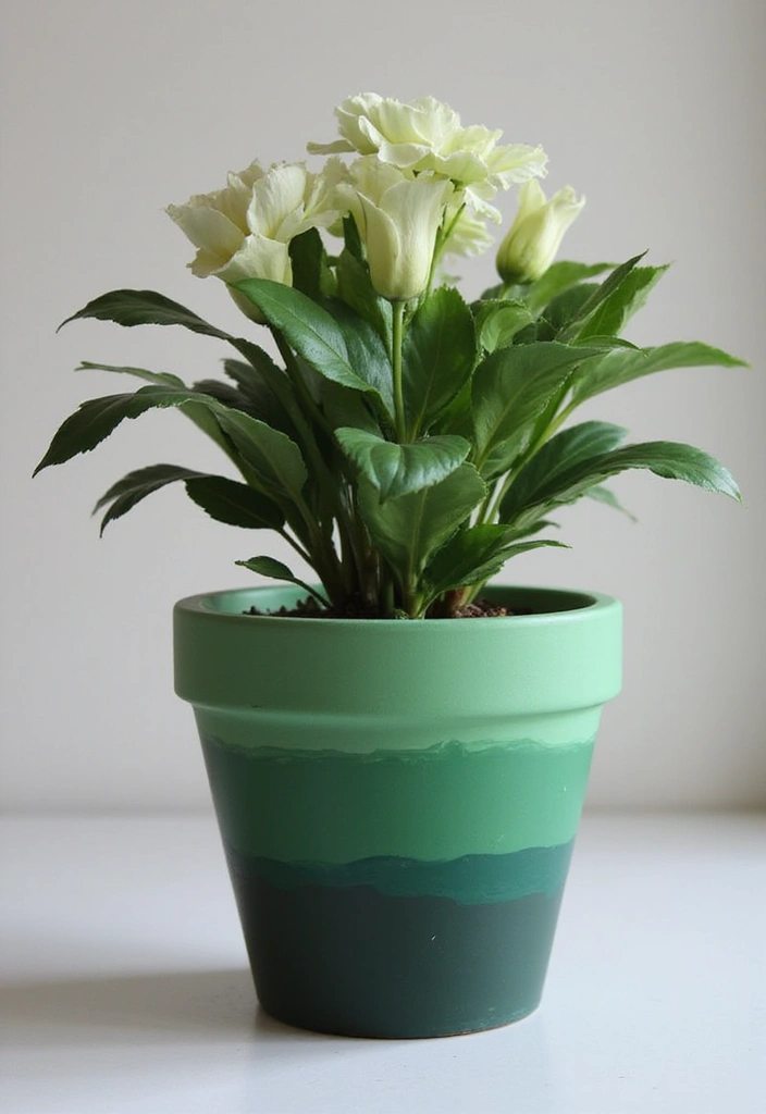 25+ DIY Flower Pot Painting Ideas for Indoor Charm - 16. Monochromatic Magic