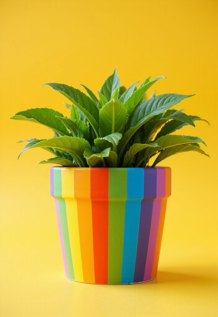 25+ DIY Flower Pot Painting Ideas for Indoor Charm - 17. Rainbow Spectrum