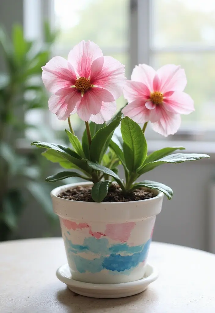 25+ DIY Flower Pot Painting Ideas for Indoor Charm - 19. Watercolor Wonder