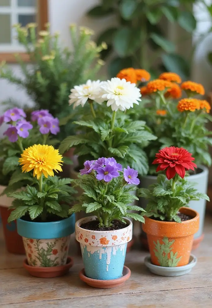 25+ DIY Flower Pot Painting Ideas for Indoor Charm - 25. Seasonal Transitions