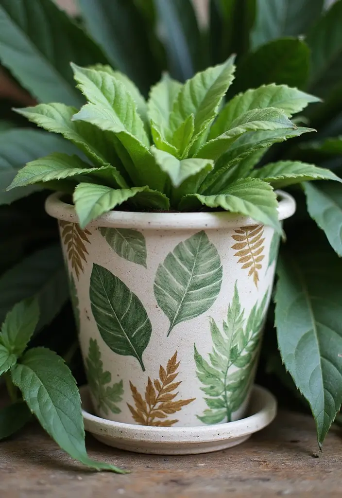 25+ DIY Flower Pot Painting Ideas for Indoor Charm - 5. Nature-Inspired Designs