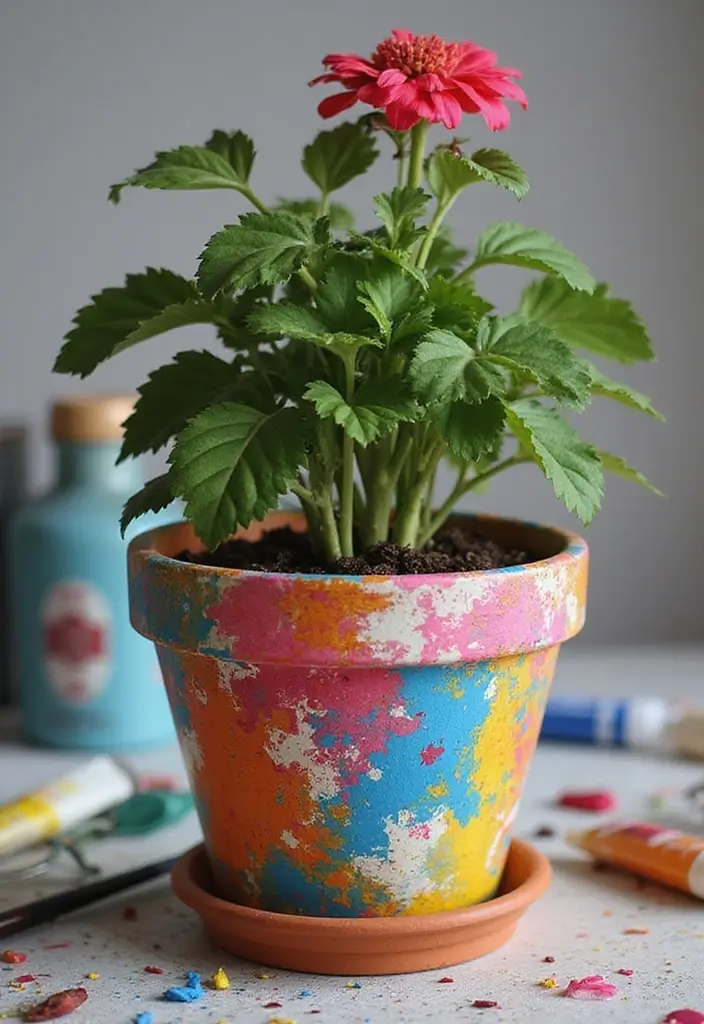 25+ DIY Flower Pot Painting Ideas for Indoor Charm - 7. Abstract Art