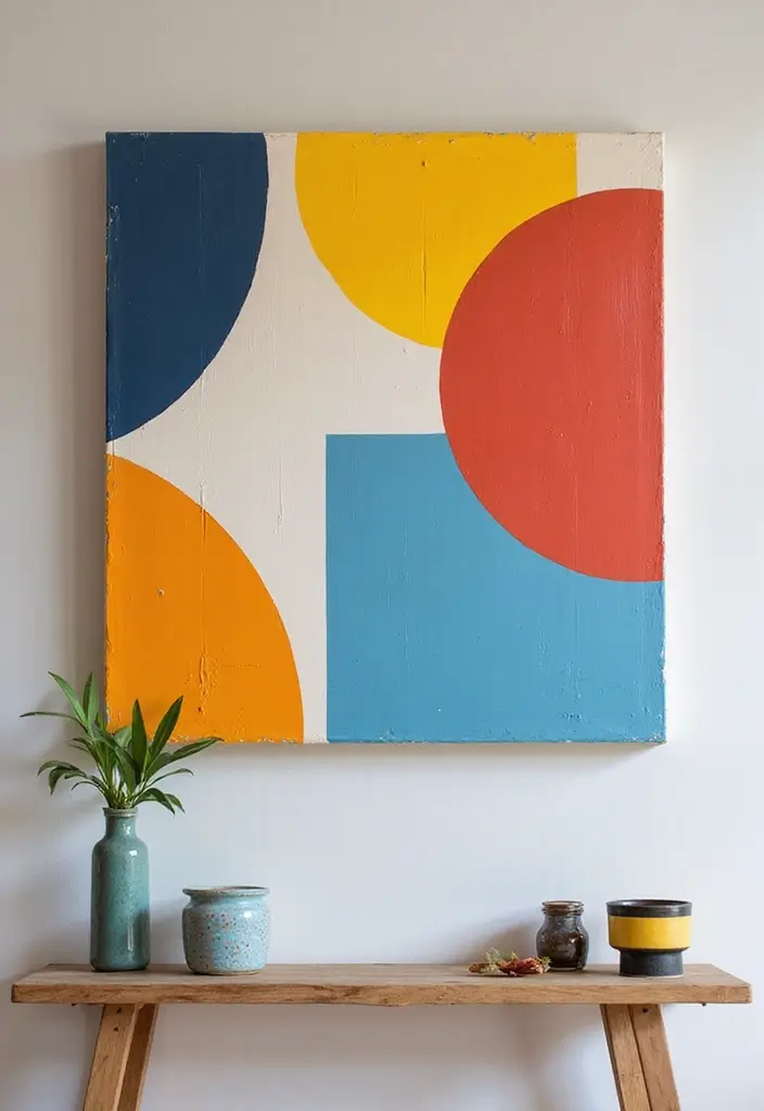 25+ DIY Shelf Painting Ideas for Easy Home Upgrades - 15. Funky Geometric Shapes