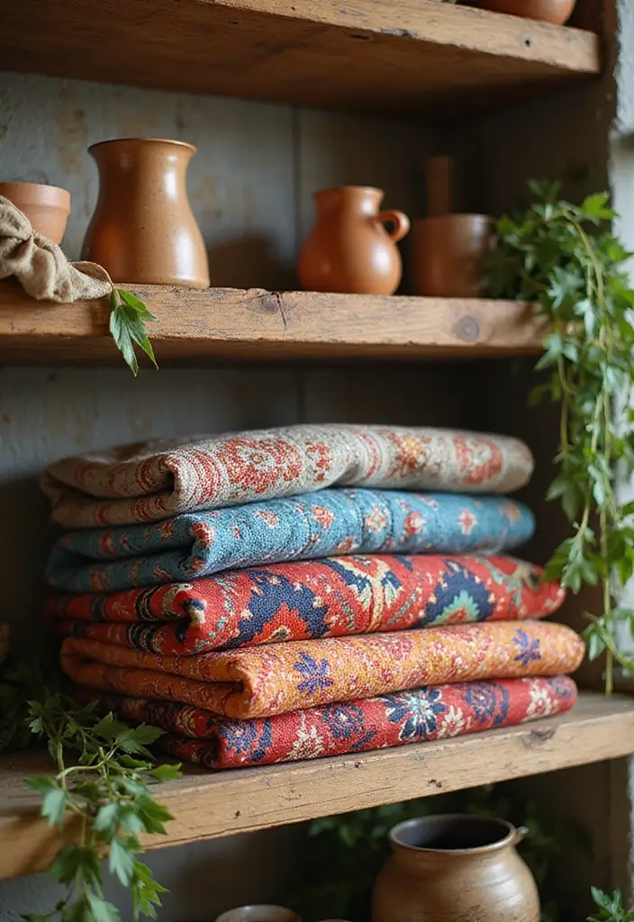 25+ DIY Shelf Painting Ideas for Easy Home Upgrades - 16. Fabric-Covered Shelves