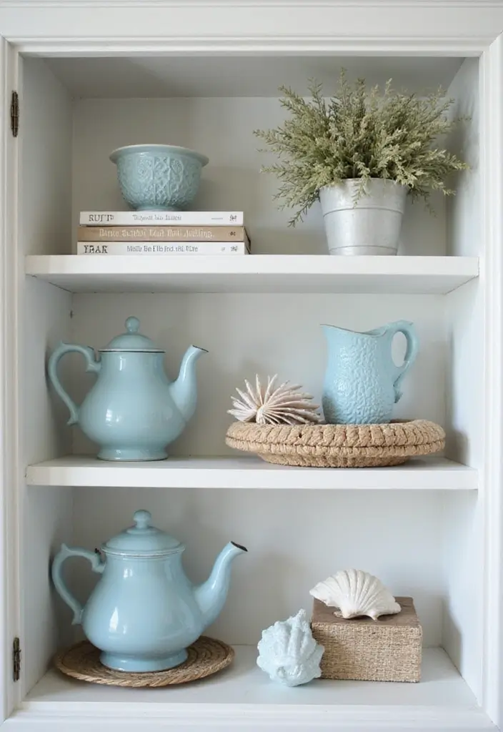 25+ DIY Shelf Painting Ideas for Easy Home Upgrades - 19. Nautical-Themed Shelves