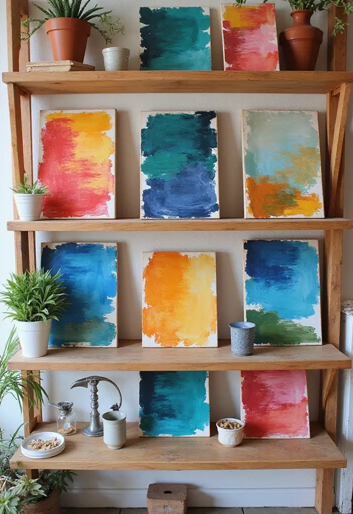 25+ DIY Shelf Painting Ideas for Easy Home Upgrades - 20. Artistic Brush Strokes