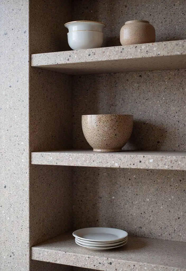 25+ DIY Shelf Painting Ideas for Easy Home Upgrades - 21. Earthy Terrazzo