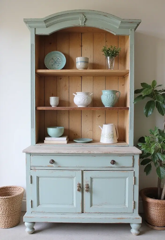 25+ DIY Shelf Painting Ideas for Easy Home Upgrades - 25. Upcycled Vintage Finds