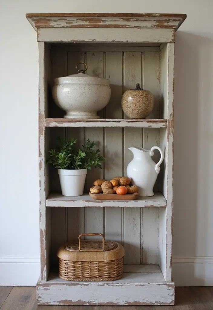 25+ DIY Shelf Painting Ideas for Easy Home Upgrades - 4. Distress for Charm