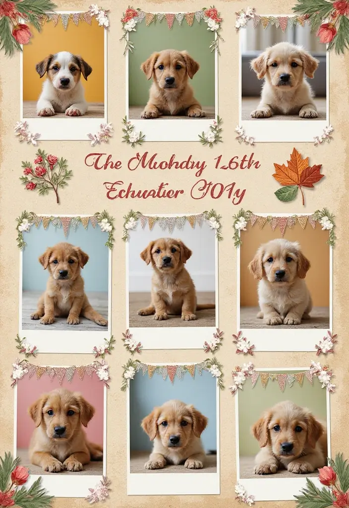 25+ Dog Scrapbook Ideas to Celebrate Your Furry Friend - 2. Monthly Photo Timeline