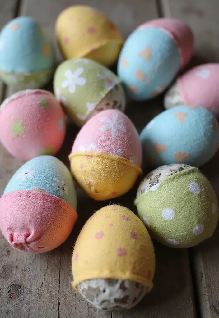 25+ Easter Egg Painting Ideas for a Fun Holiday Craft - 19. Fabric-Wrapped Eggs