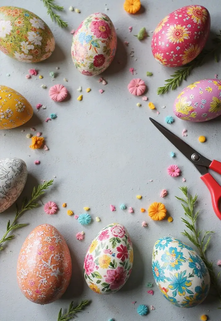 25+ Easter Egg Painting Ideas for a Fun Holiday Craft - 7. Decoupage Delight