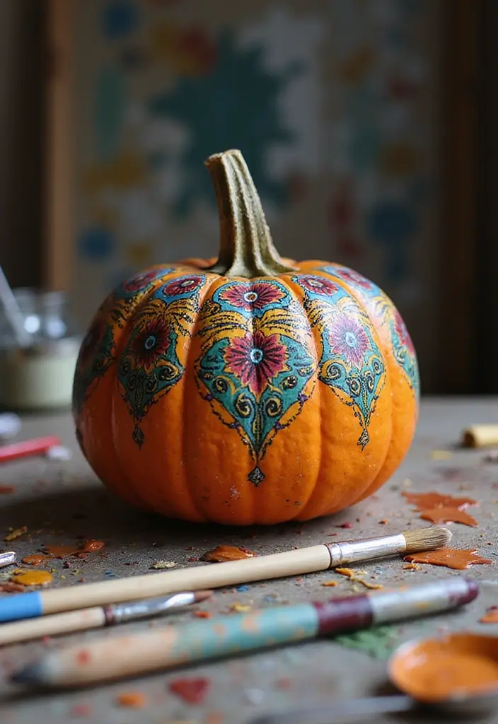25 Easy & Creative Pumpkin Painting Ideas Anyone Can Do - 11. Tribal Patterns