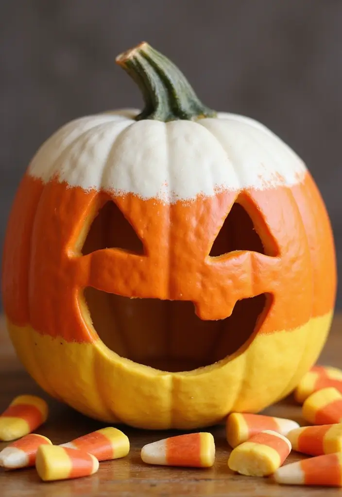 25 Easy & Creative Pumpkin Painting Ideas Anyone Can Do - 12. Candy Corn Inspirations